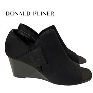 Donald Pliner Women's Lizzy Wedge Black Fabric Sandals 8.5
